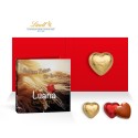 Pudełko reklamowe z czekoladowymi serduszkami Lindt / Personalized Folded Card - chocolate heart original Lindt brand 5 g