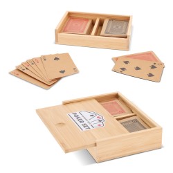 Zestaw kart do gry w bambusowym pudełku